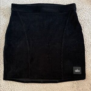 ALO Yoga Jet Black Corduroy Mini Skirt